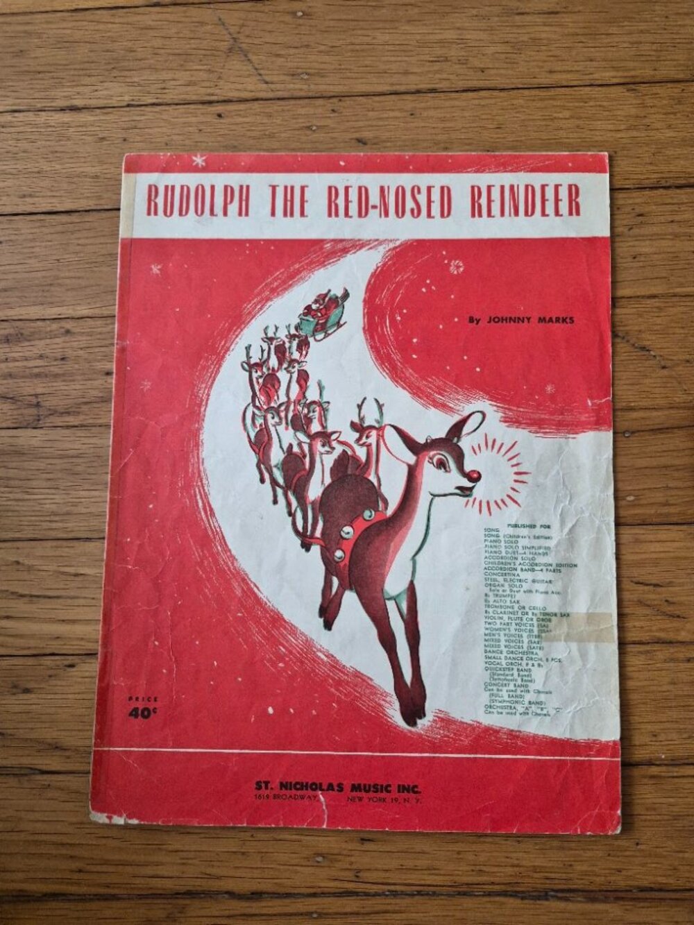 Vintage Sheet Music-Rudolph The Red-Nosed Reindeer